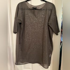 Brown sheer tunic with silver details shirt sleeve